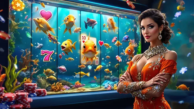 Tampilan permainan slot dengan reel dan simbol berwarna